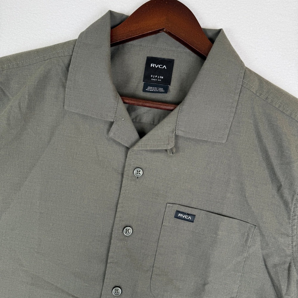 RVCA That'll Do Camp Shirt Mens‎ Small Olive Green Short Sleeve Oxford